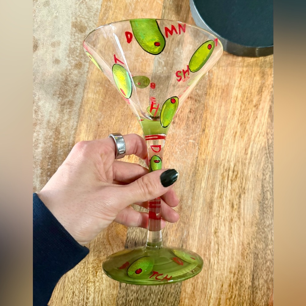 Lolita Martini Glass with Olive Design